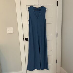 Abercrombie & Fitch Blue Linen Blend Sleeveless Maxi Dress